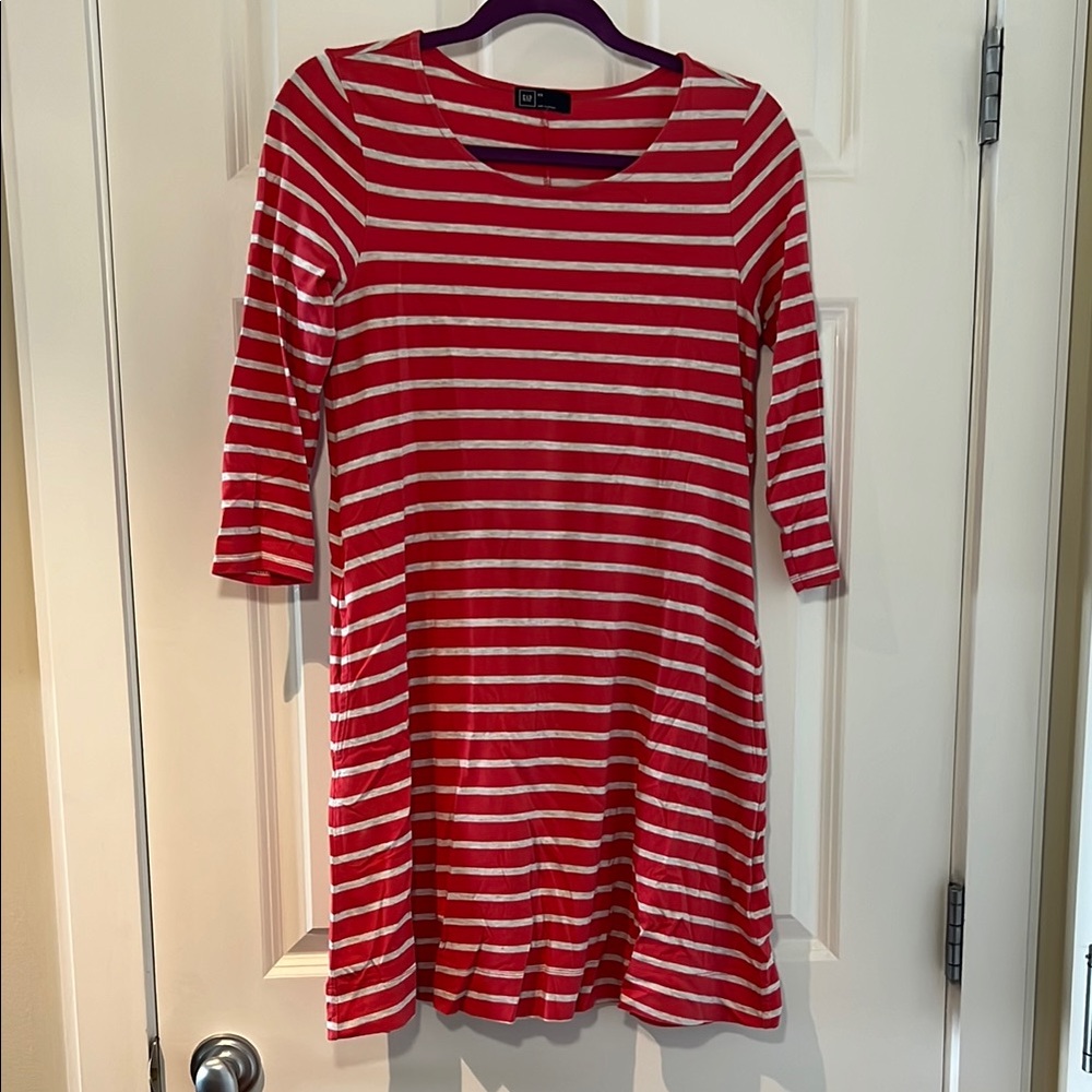 GAP Red and Grey Striped Mini Dress